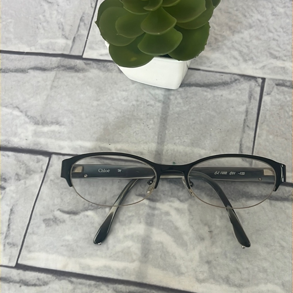 CHLOE CL 1222 black metal rimless prescripted glasses